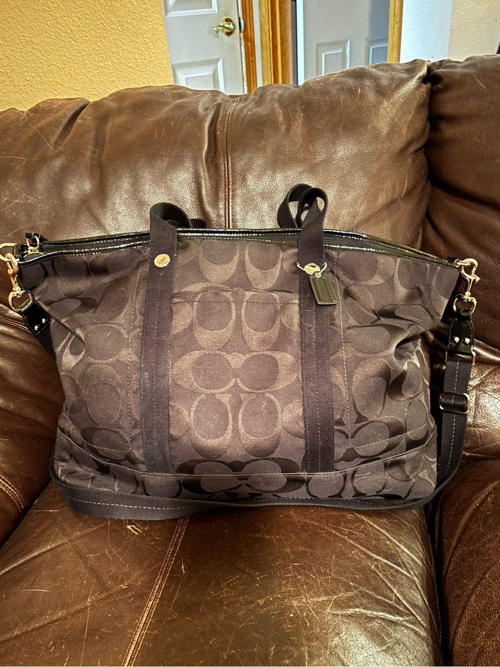 Coach Black Kyra Signature Jacquard Tote with Detachable Strap